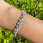 Jay Feder 14k White Gold Diamond Oval Halo Tennis Bracelet
