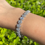 Jay Feder 14k White Gold Diamond Oval Halo Tennis Bracelet