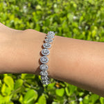 Jay Feder 14k White Gold Diamond Oval Halo Tennis Bracelet