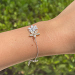 JAY FEDER 14K TWO TONE GOLD DIAMOND FLOWER STATION BRACELET