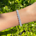 Jay Feder 18k White Gold Diamond Flower Cluster Bangle Bracelet