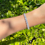 Jay Feder 18k White Gold Diamond Flower Cluster Bangle Bracelet