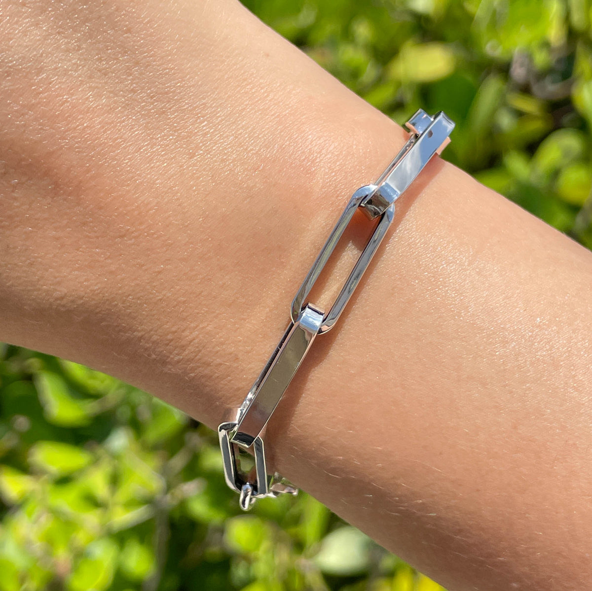 Jay Feder 14k White Gold Paperclip Chain Bracelet