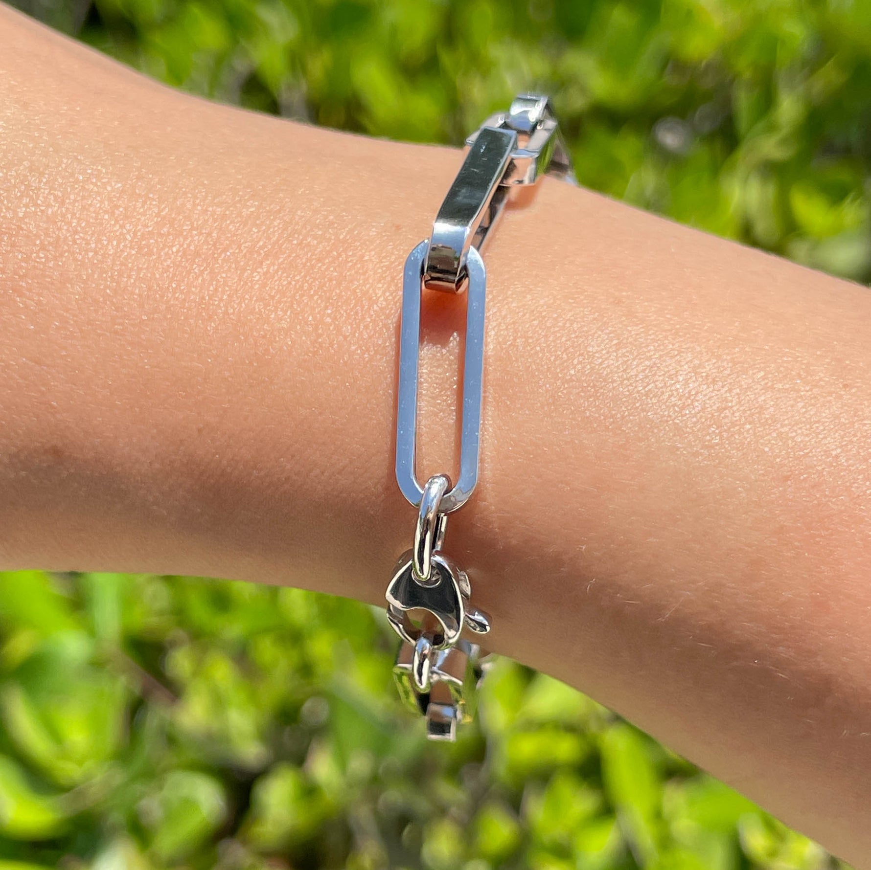 Jay Feder 14k White Gold Paperclip Chain Bracelet