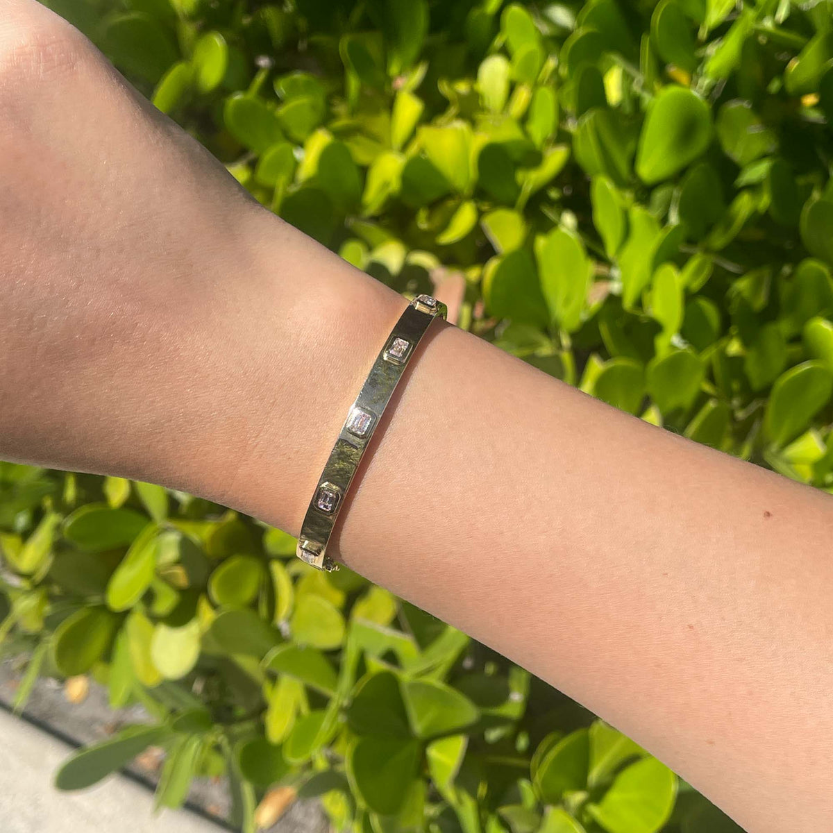 Jay Feder 14k Yellow Gold Emerald cut Diamond Bangle Bracelet