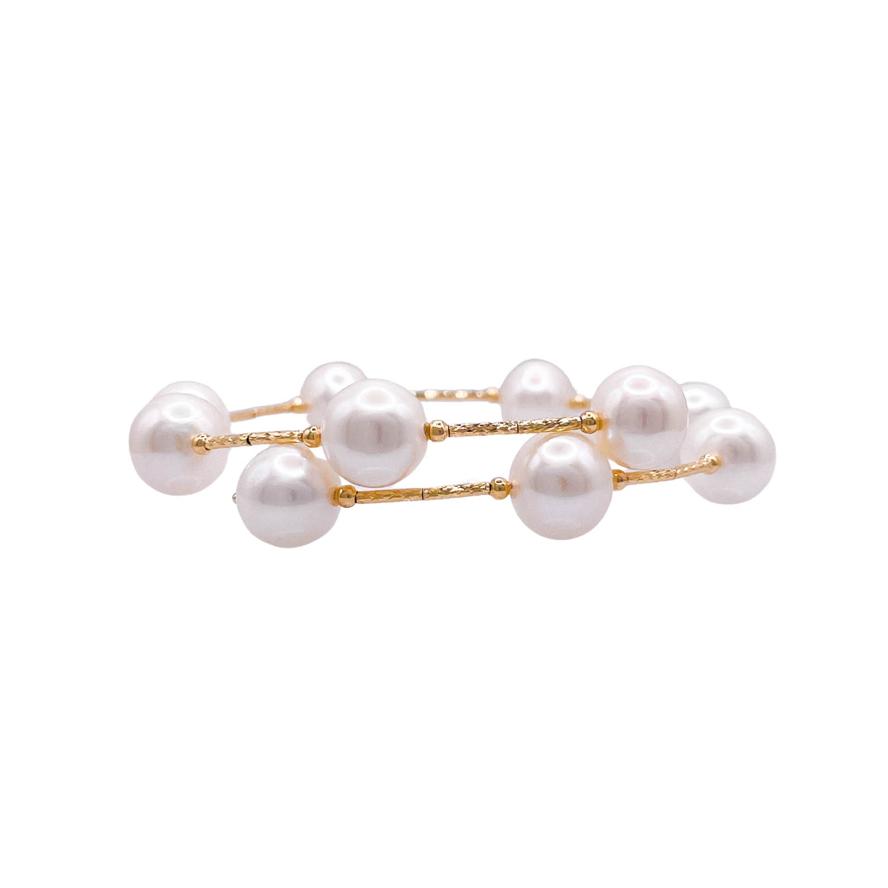 Jay Feder 18k Yellow Gold Pearl Tube Wrap Bangle Bracelet