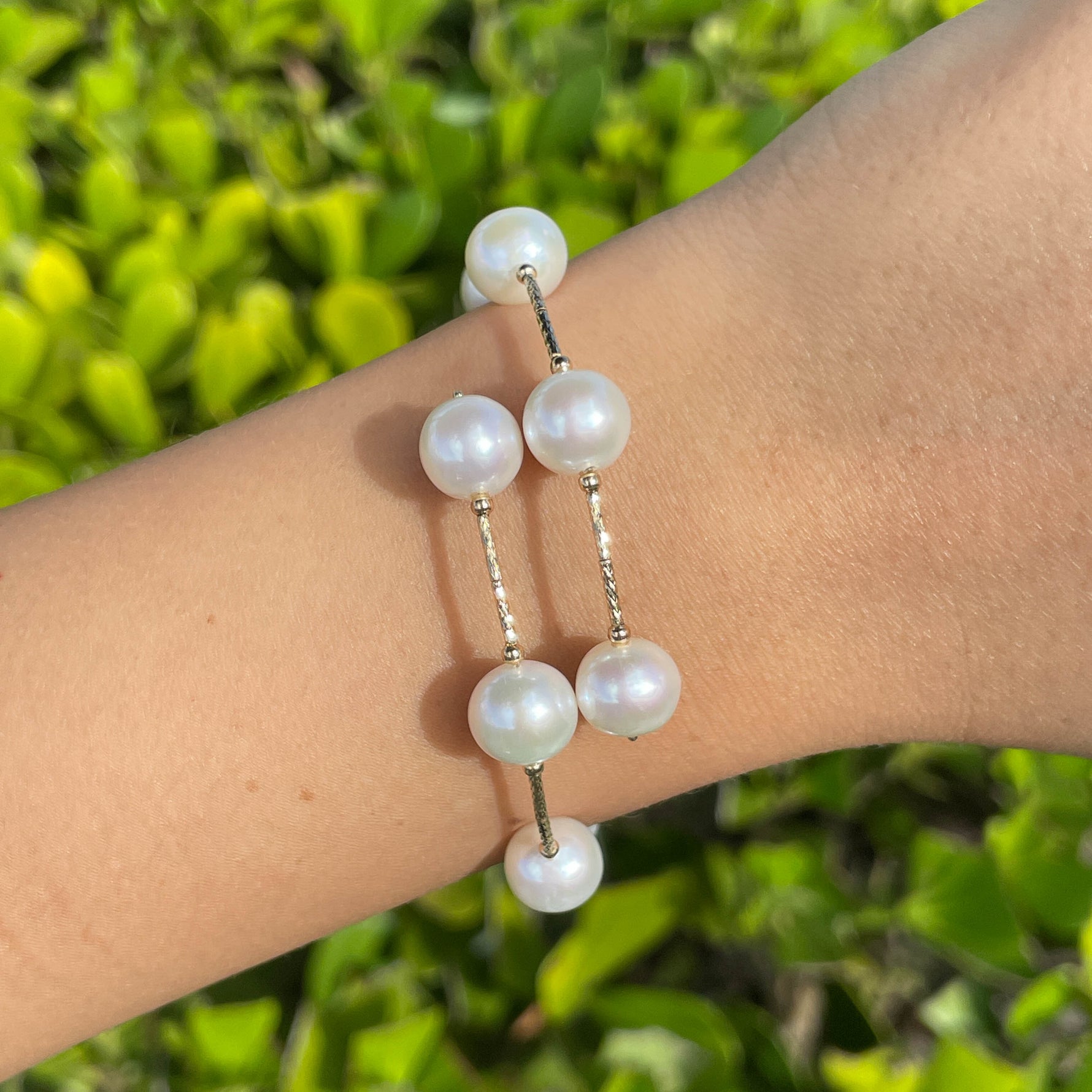 Jay Feder 18k Yellow Gold Pearl Tube Wrap Bangle Bracelet