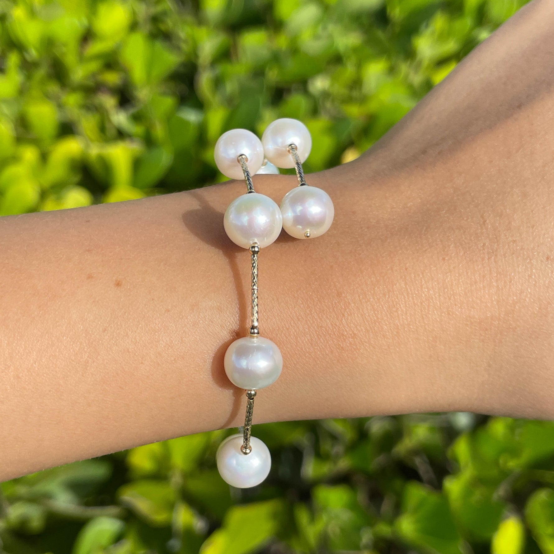 Jay Feder 18k Yellow Gold Pearl Tube Wrap Bangle Bracelet