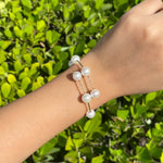 Jay Feder 18k Yellow Gold Pearl Tube Wrap Bangle Bracelet