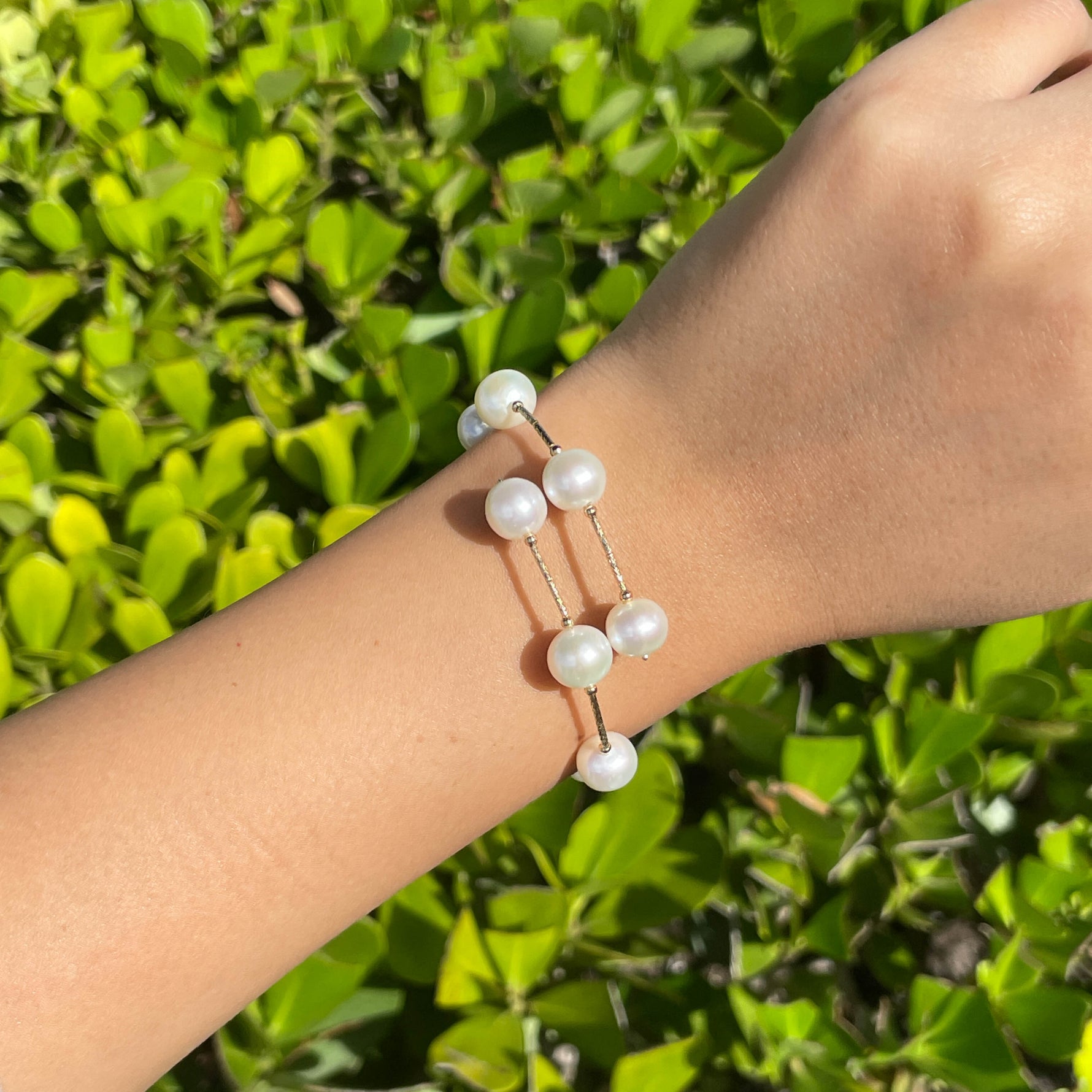 Jay Feder 18k Yellow Gold Pearl Tube Wrap Bangle Bracelet