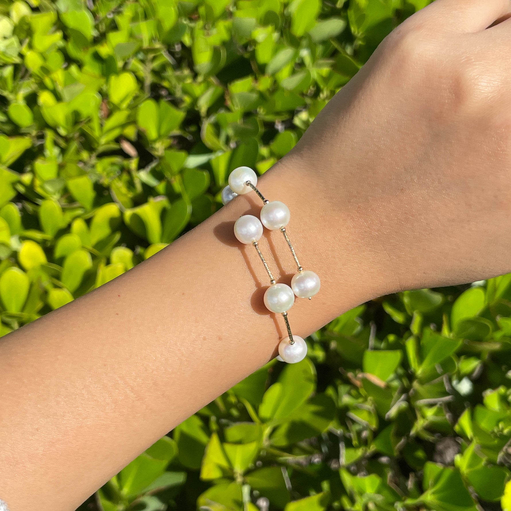 Jay Feder 18k Yellow Gold Pearl Tube Wrap Bangle Bracelet