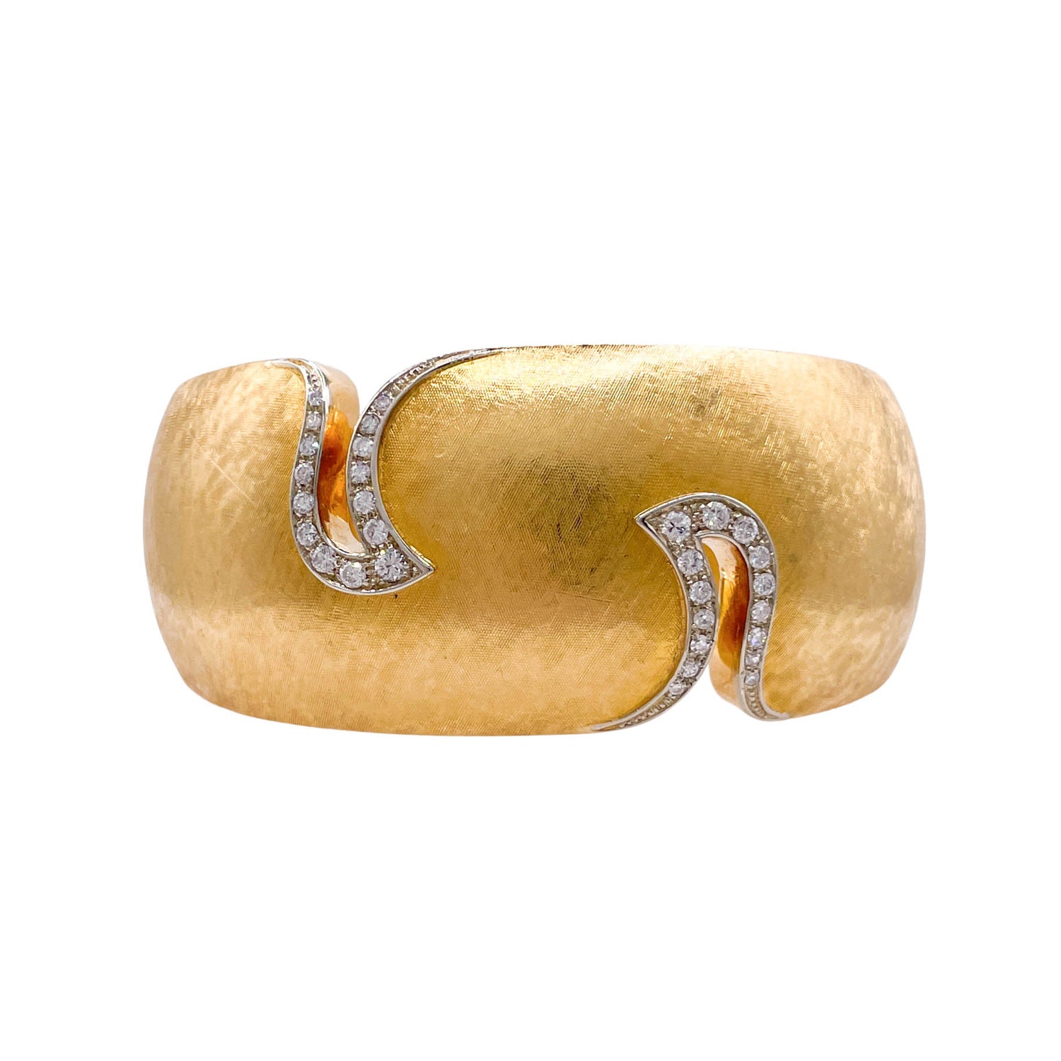 Jay Feder 18k Yellow Gold Diamond Accent Wide Cuff Bracelet