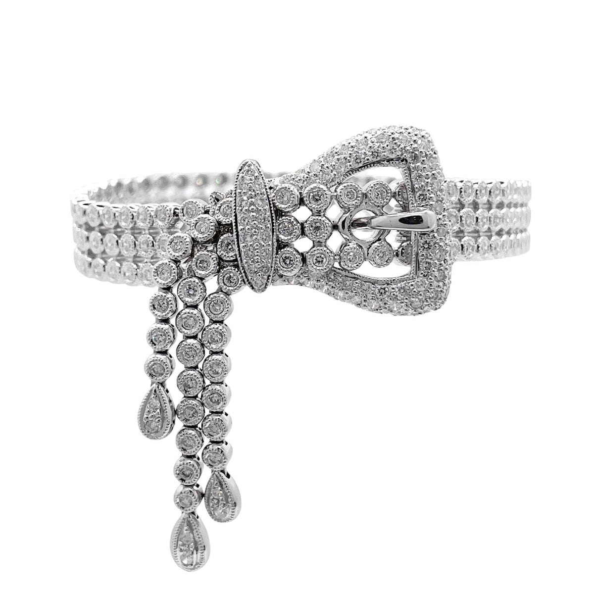 Jay Feder 18K White Gold Diamond "Belt" Bezel Set Bracelet