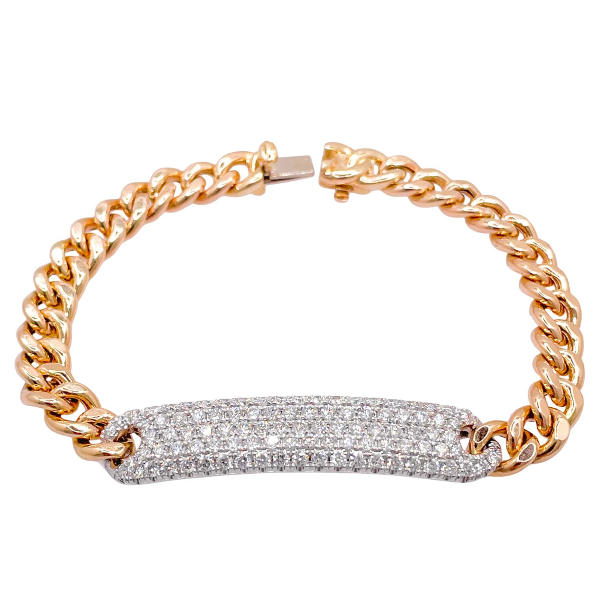 Jay Feder 14k Two Tone Gold Diamond Pave Curb Link Bracelet
