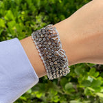 Jay Feder 18K White Gold Champagne White Diamond Wide Bracelet