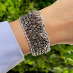 Jay Feder 18K White Gold Champagne White Diamond Wide Bracelet