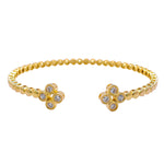 Jay Feder 14k Yellow Gold Diamond Clover Bangle Cuff Bracelet