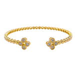Jay Feder 14k Yellow Gold Diamond Clover Bangle Cuff Bracelet