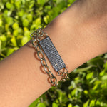 Jay Feder Silver Gold Plated Black Rhodium Double Wrap Bracelet