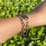 Jay Feder Silver Gold Plated Black Rhodium Double Wrap Bracelet