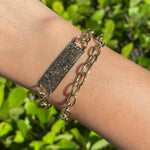 Jay Feder Silver Gold Plated Tourmaline ID Bracelet