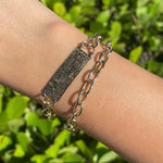 Jay Feder Silver Gold Plated Tourmaline ID Bracelet