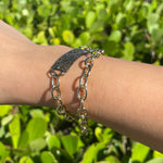 Jay Feder Silver Gold Plated Tourmaline ID Bracelet