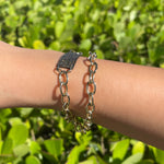 Jay Feder Silver Gold Plated Tourmaline ID Bracelet