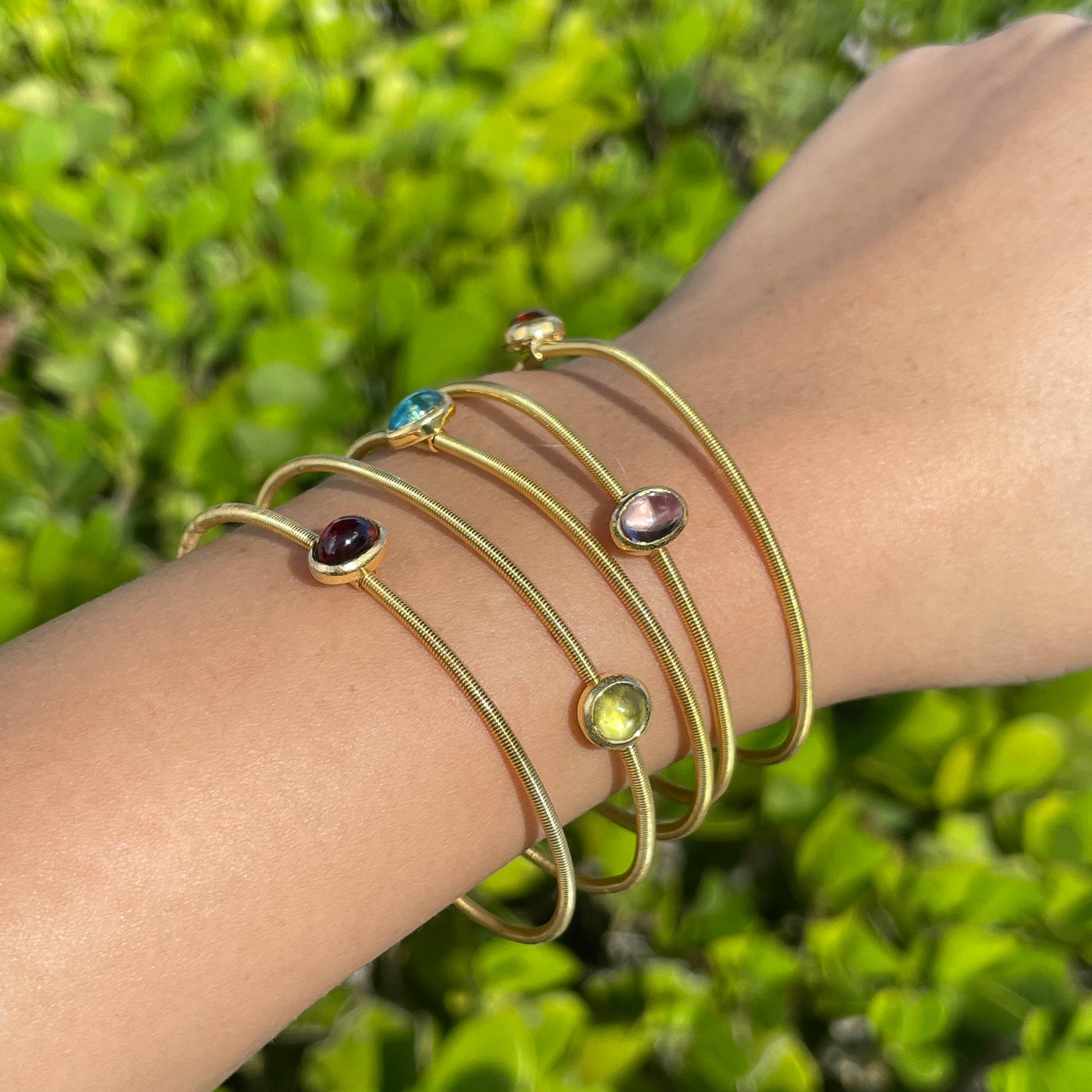 Jay Feder 14k Yellow Gold Colored Stone Spring Wrap Bracelet