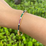 JAY FEDER 18K YELLOW GOLD MULTI STONE BANGLE BRACELET