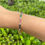 JAY FEDER 18K YELLOW GOLD MULTI STONE BANGLE BRACELET