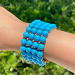 JAY FEDER 18K YELLOW GOLD TURQUOISE DIAMOND WIDE BRACELET