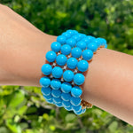 JAY FEDER 18K YELLOW GOLD TURQUOISE DIAMOND WIDE BRACELET