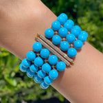 JAY FEDER 18K YELLOW GOLD TURQUOISE DIAMOND WIDE BRACELET