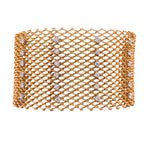 JAY FEDER 14K YELLOW GOLD DIAMOND MESH WIDE BRACELET