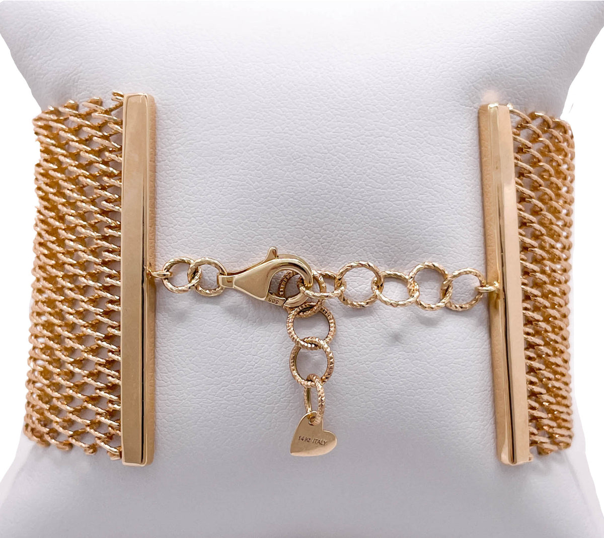 JAY FEDER 14K YELLOW GOLD DIAMOND MESH WIDE BRACELET
