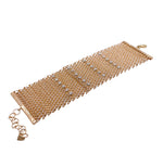 JAY FEDER 14K YELLOW GOLD DIAMOND MESH WIDE BRACELET