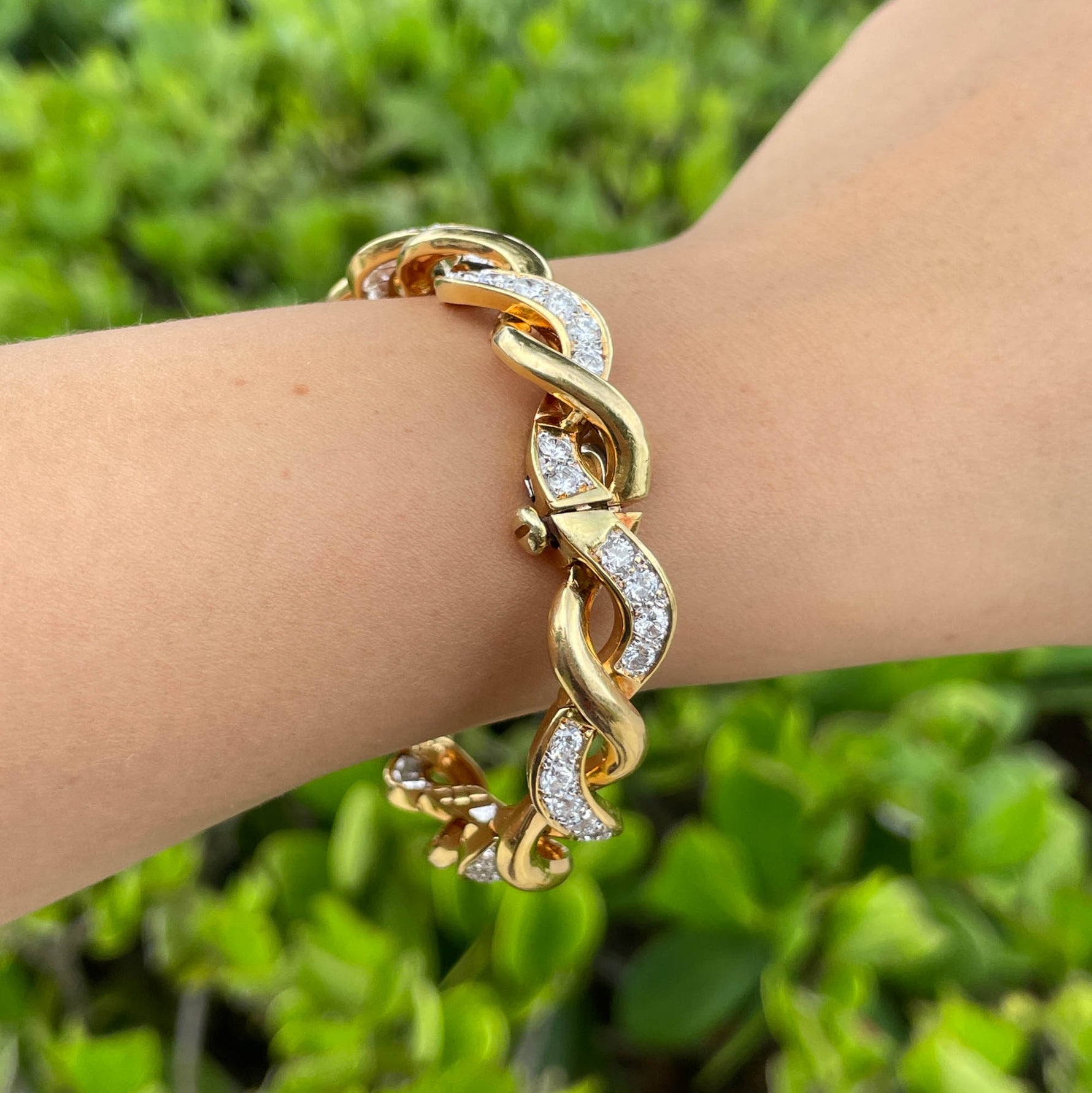 JAY FEDER 18K YELLOW GOLD DIAMOND TWIST BRACELET