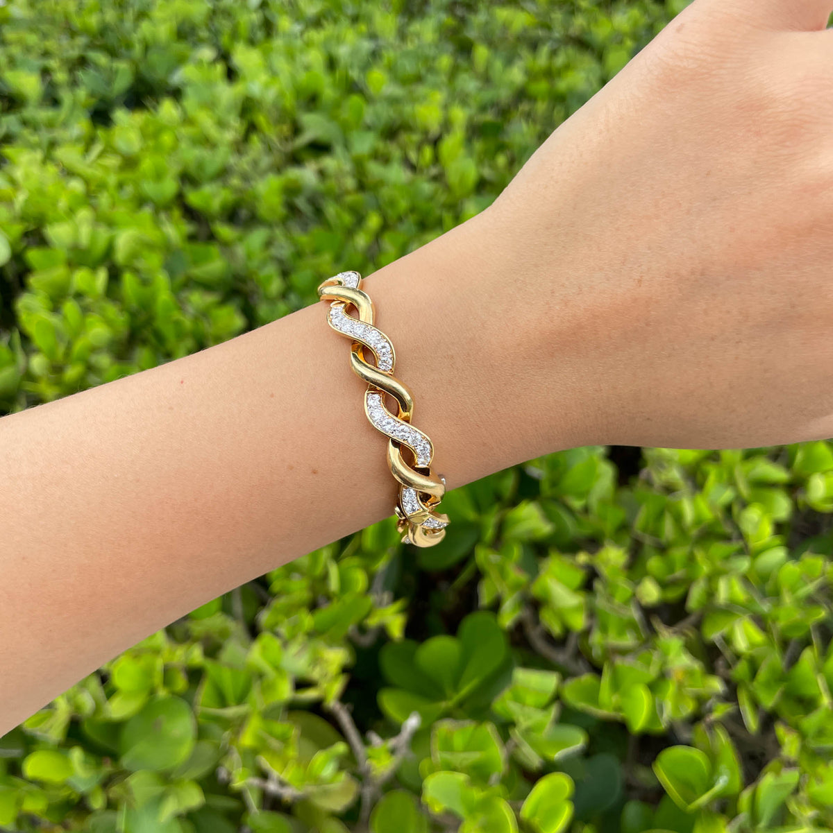 JAY FEDER 18K YELLOW GOLD DIAMOND TWIST BRACELET