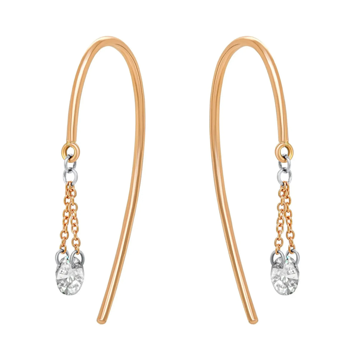 14k Rose Gold Dangling Diamond Earrings - Jay Feder Jewelers