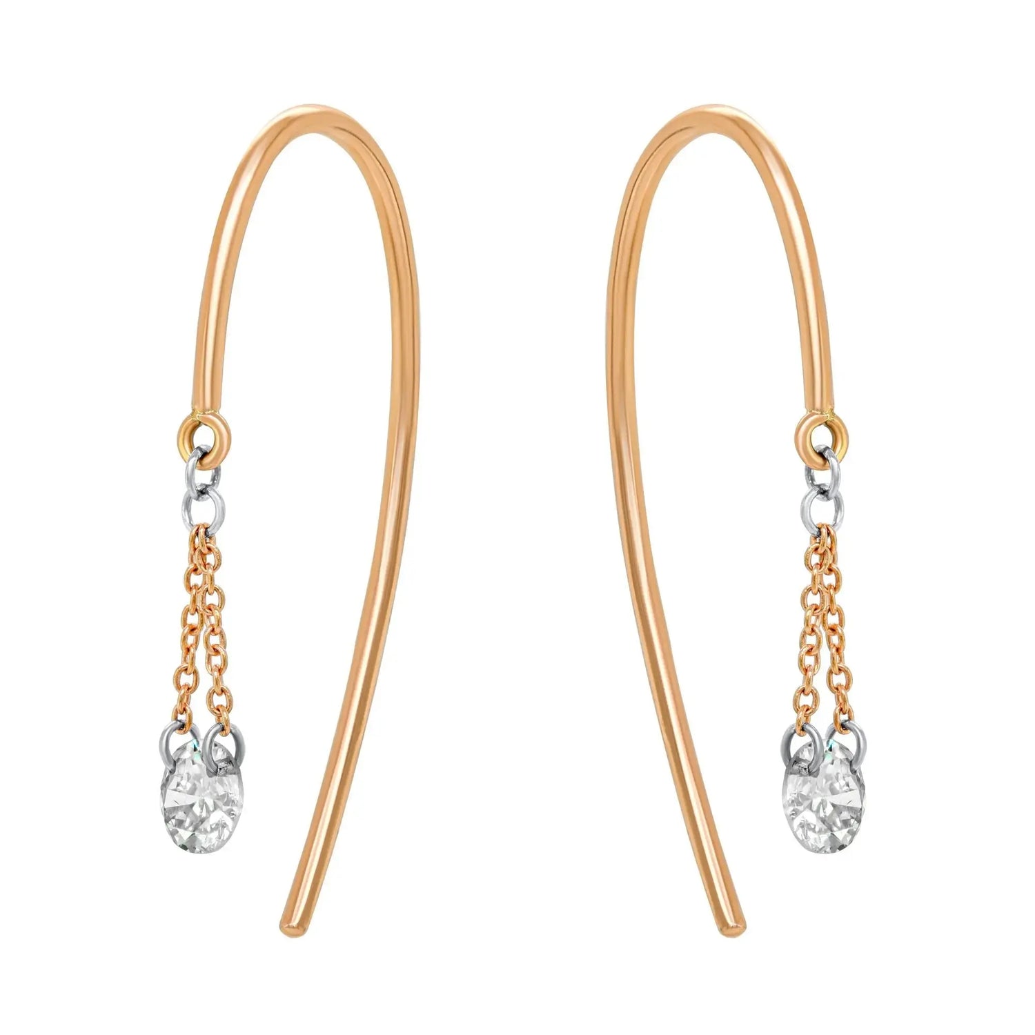 14k Rose Gold Dangling Diamond Earrings - Jay Feder Jewelers