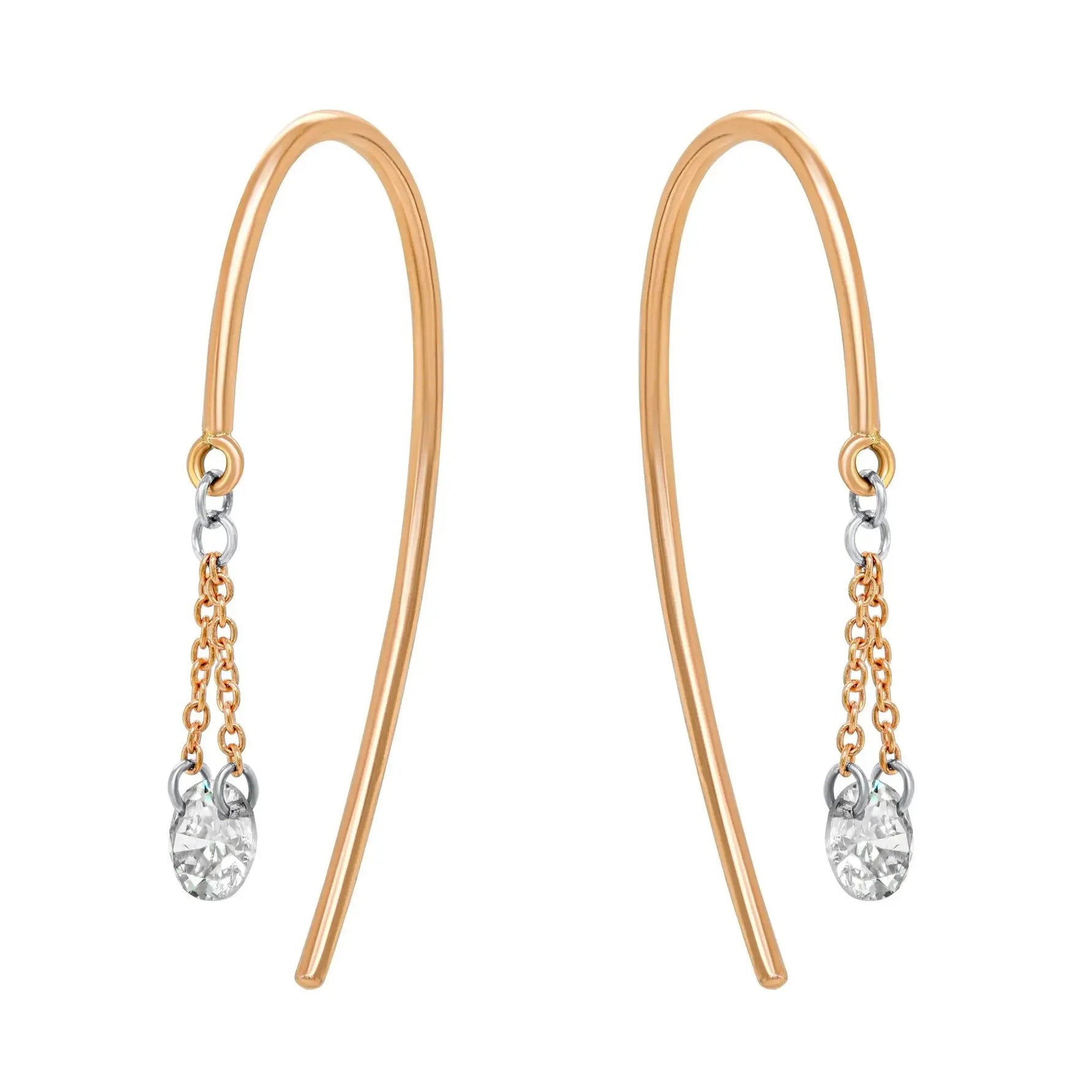 14k Rose Gold Dangling Diamond Earrings - Jay Feder Jewelers