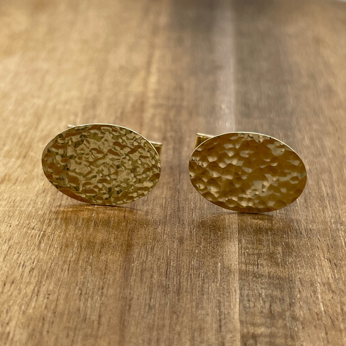 Jay Feder 14K Yellow Gold Oval Hammered Cufflinks