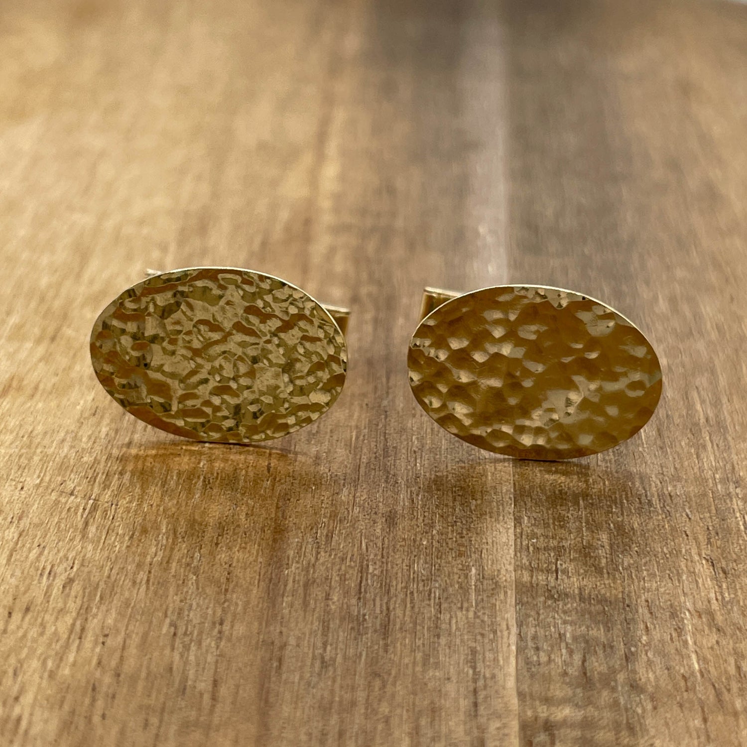 Jay Feder 14K Yellow Gold Oval Hammered Cufflinks