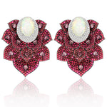 18K White Gold Kashmir Opal Ruby Statement Earrings - Jay Feder Jewelers