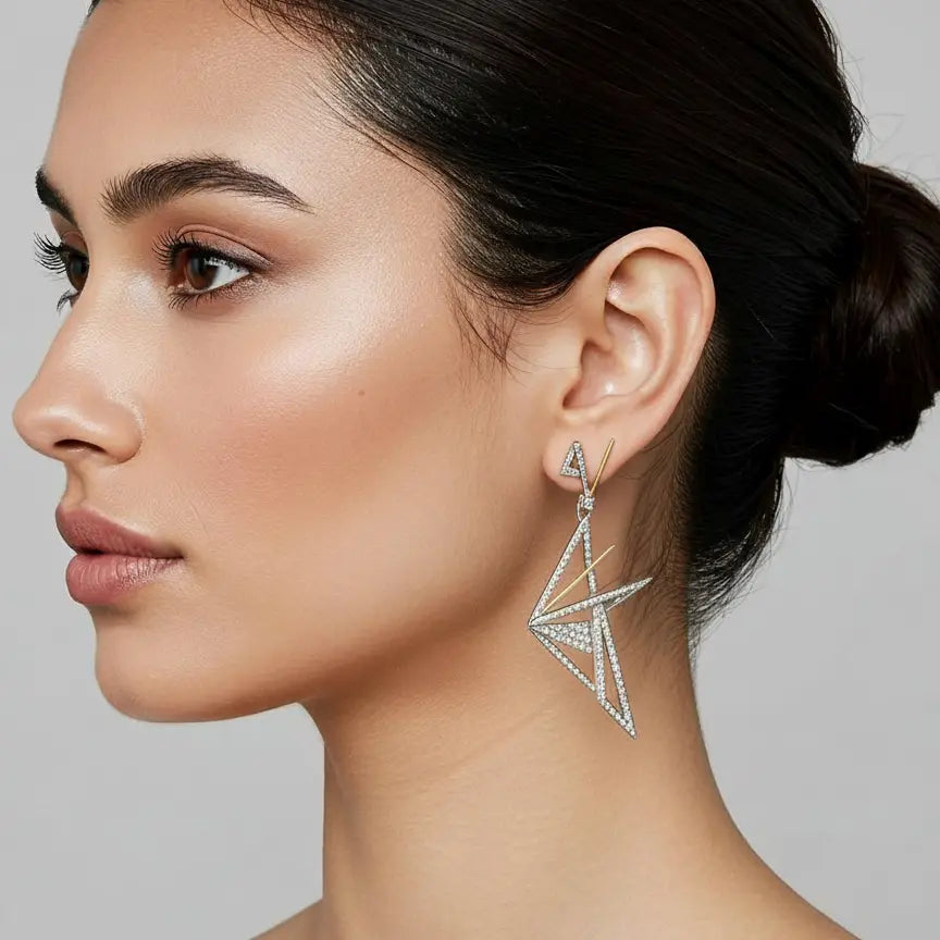 18k Yellow Gold Diamond Origami Aura Drop Earrings - Jay Feder Jewelers