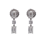 JAY FEDER 18K WHITE GOLD EMERALD CUT DIAMOND DANGLE EARRINGS