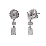 JAY FEDER 18K WHITE GOLD EMERALD CUT DIAMOND DANGLE EARRINGS