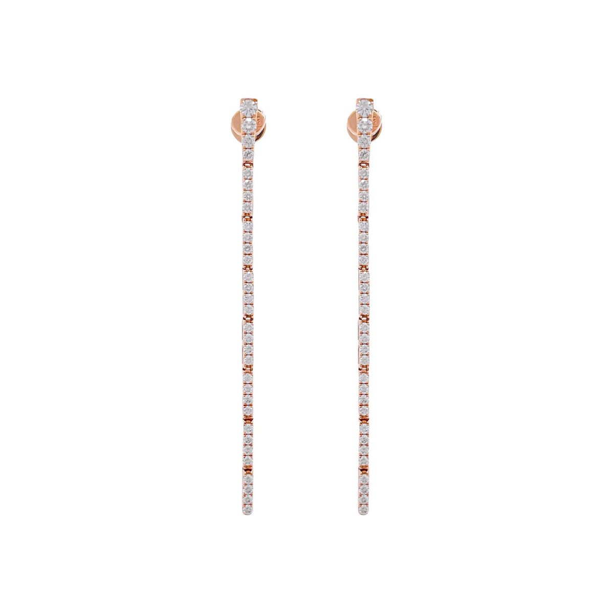 Jay Feder 18k Rose Gold Diamond Line Drop Earrings