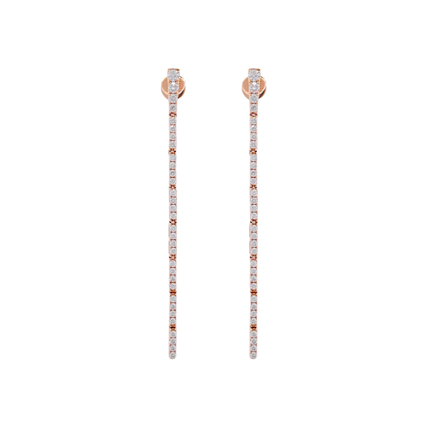 Jay Feder 18k Rose Gold Diamond Line Drop Earrings